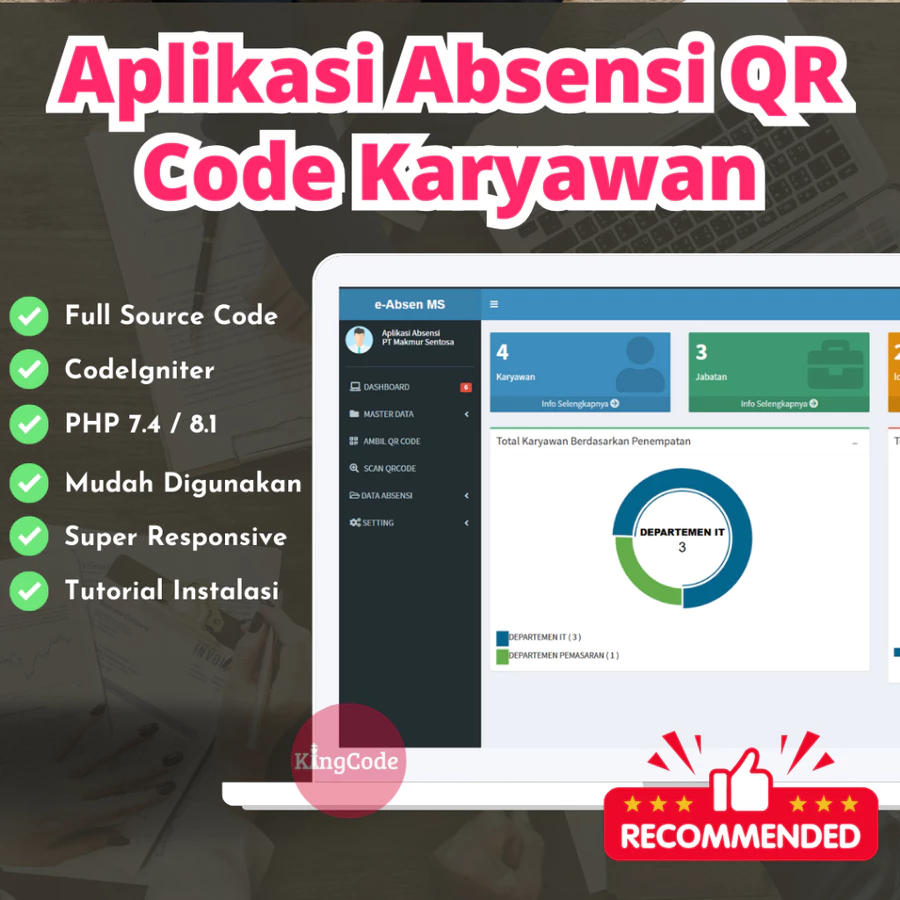 Aplikasi Absensi QR Code Karyawan Full Source Code / Super Responsive / Mudah Digunakan