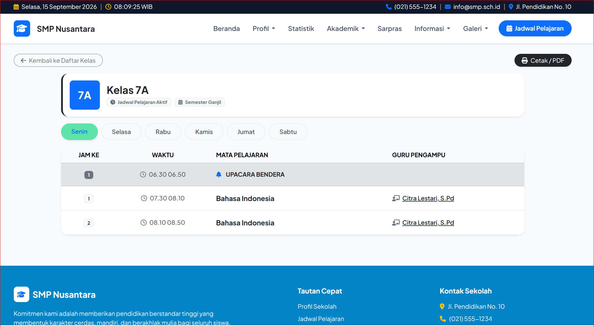 Website Sekolah Modern Berbasis CodeIgniter 3