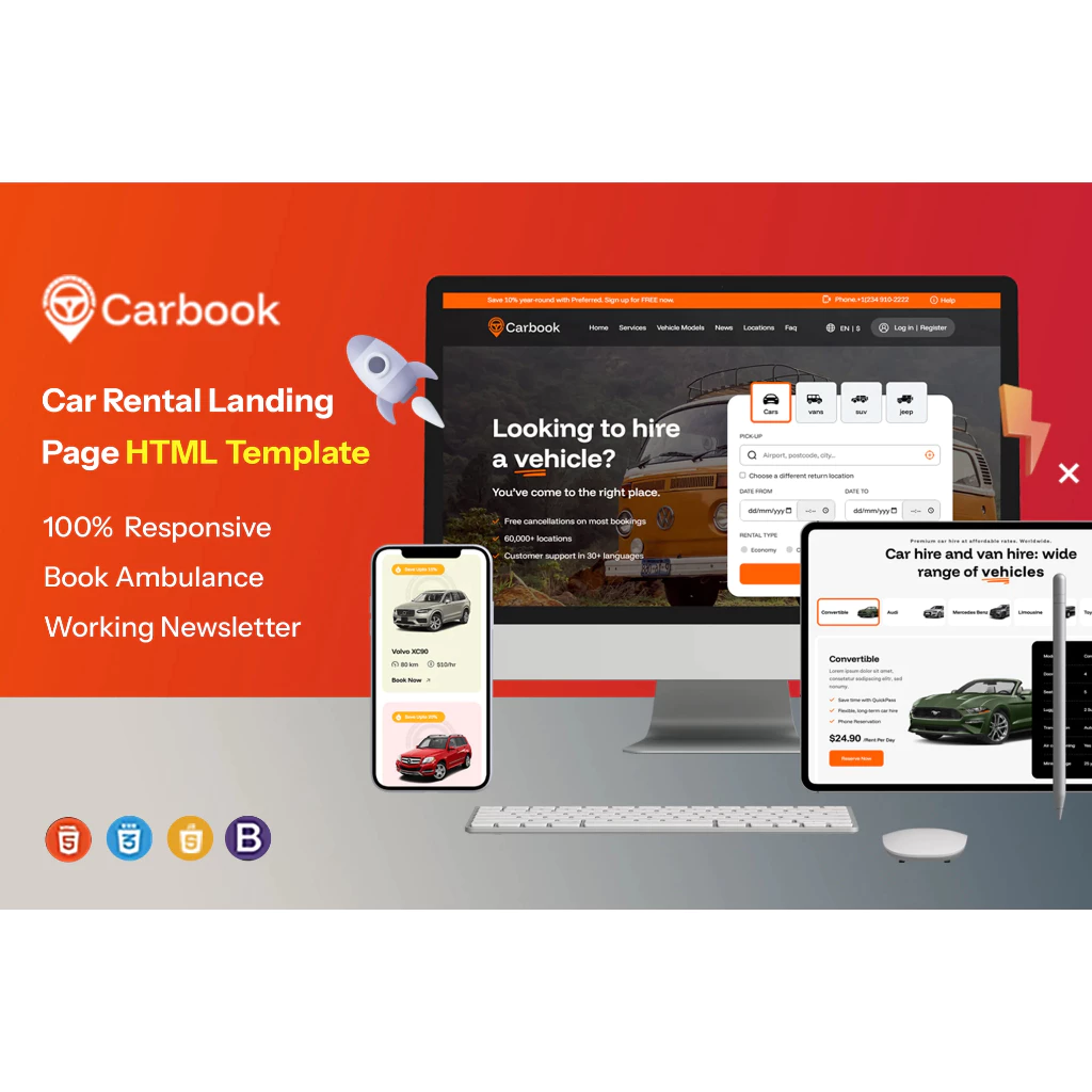 Template Landing Page Website Rental Mobil / Sewa Mobil | Fully Responsive | New Update