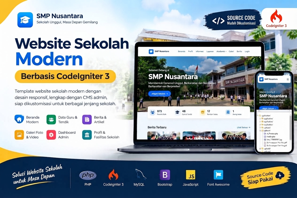 Website Sekolah Modern Berbasis CodeIgniter 3
