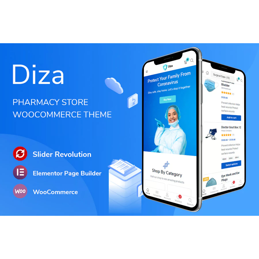 Diza - Tema Wordpress Woocommer / Apotek / Farmasi / GPL License Versi Terbaru