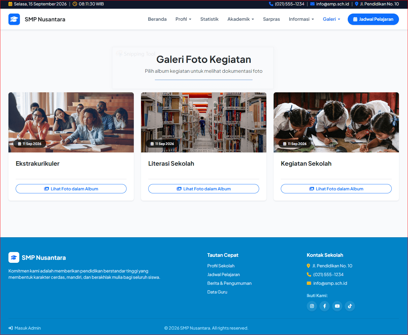 Website Sekolah Modern Berbasis CodeIgniter 3