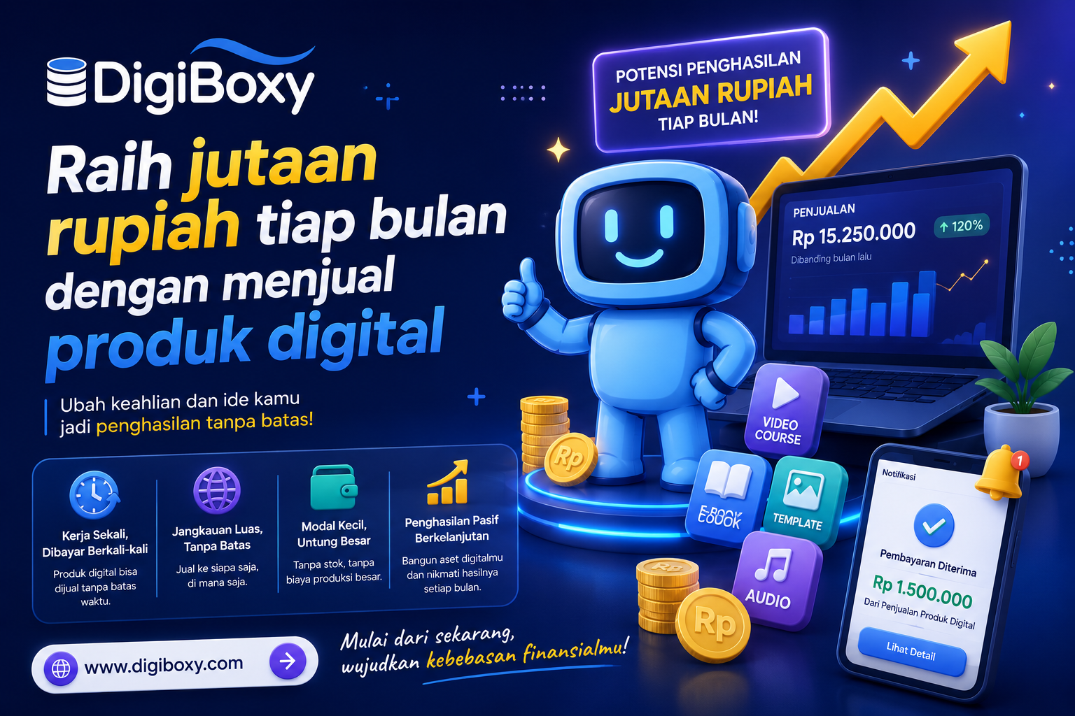 Raih Jutaan Rupiah Tiap Bulan dengan Menjual Produk Digital